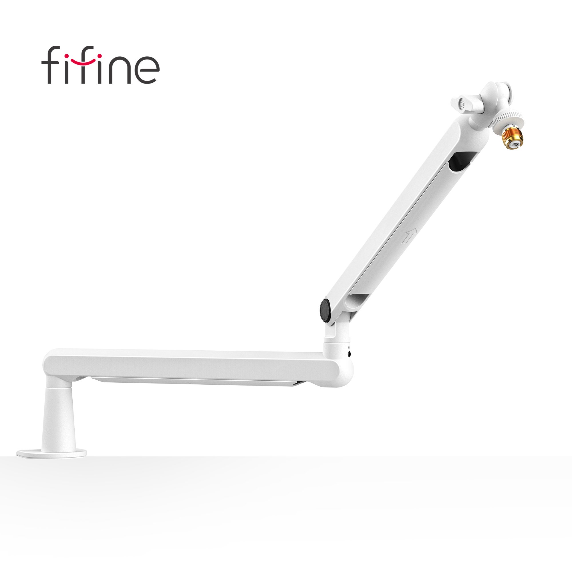 Gaming Desk With Hutch - FIFINE マイクブームアーム、デスクマウントクランプ付き調整可能なロープロファイルマイクアーム、ストリーミングゲーム用ケーブルストレージ-ホワイト BM88W