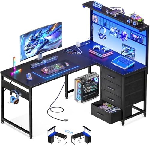 43インチのL字型ゲーミングデスク（狭い部屋用）、コンパクト - Gaming Desk With Hutch のレビューと価格