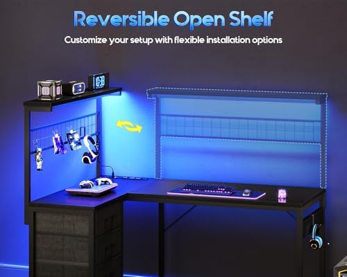 43インチのL字型ゲーミングデスク（狭い部屋用）、コンパクト - Gaming Desk With Hutch のレビューと価格