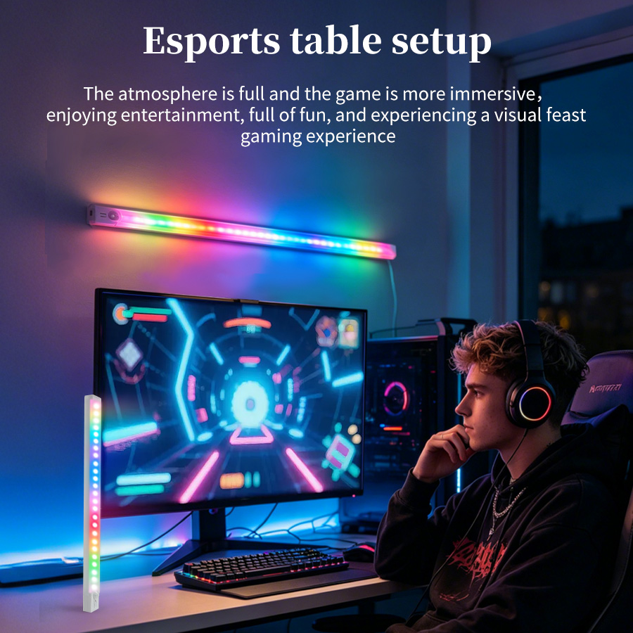 充電式RGB LEDデスクライト モーションセンサー磁気ライ - Gaming Desk With Hutch のレビューと価格