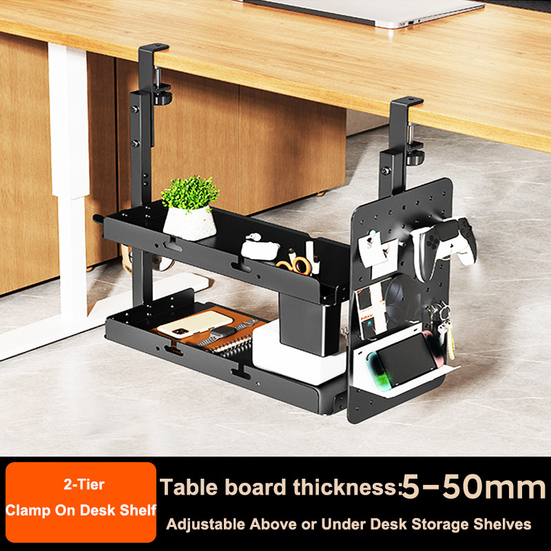 クランプ式14インチデスク上・下2段棚ユニット、テーブルアク - Gaming Desk With Hutch のレビューと価格