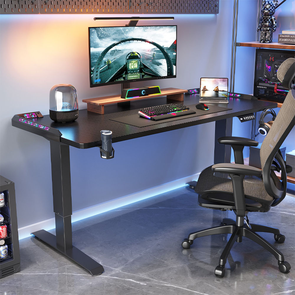 高さ調節可能な電動昇降式デスク、シットスタンドコンピューター - Gaming Desk With Hutch のレビューと価格